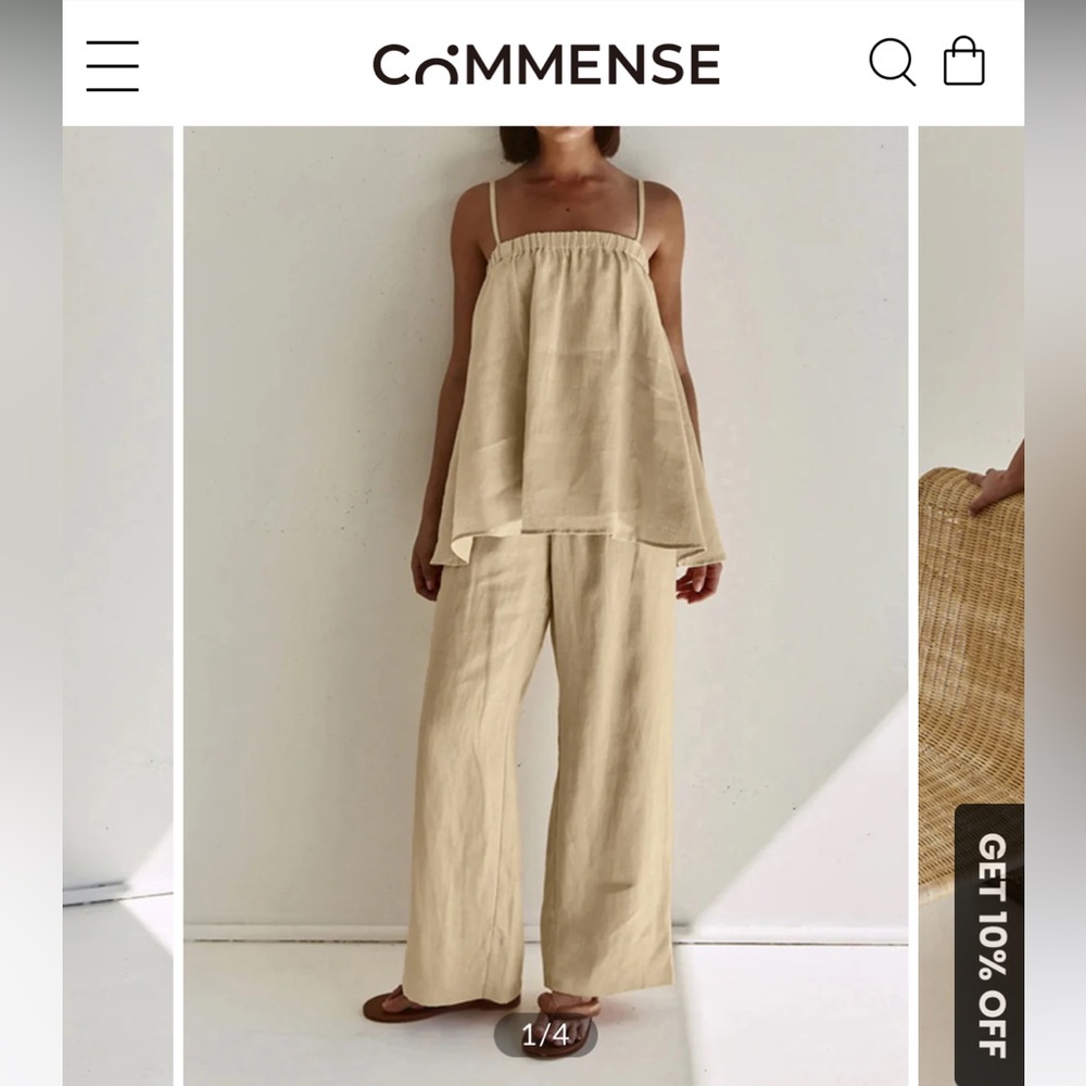 Commense Women's Khaki Cream 2-piece Set